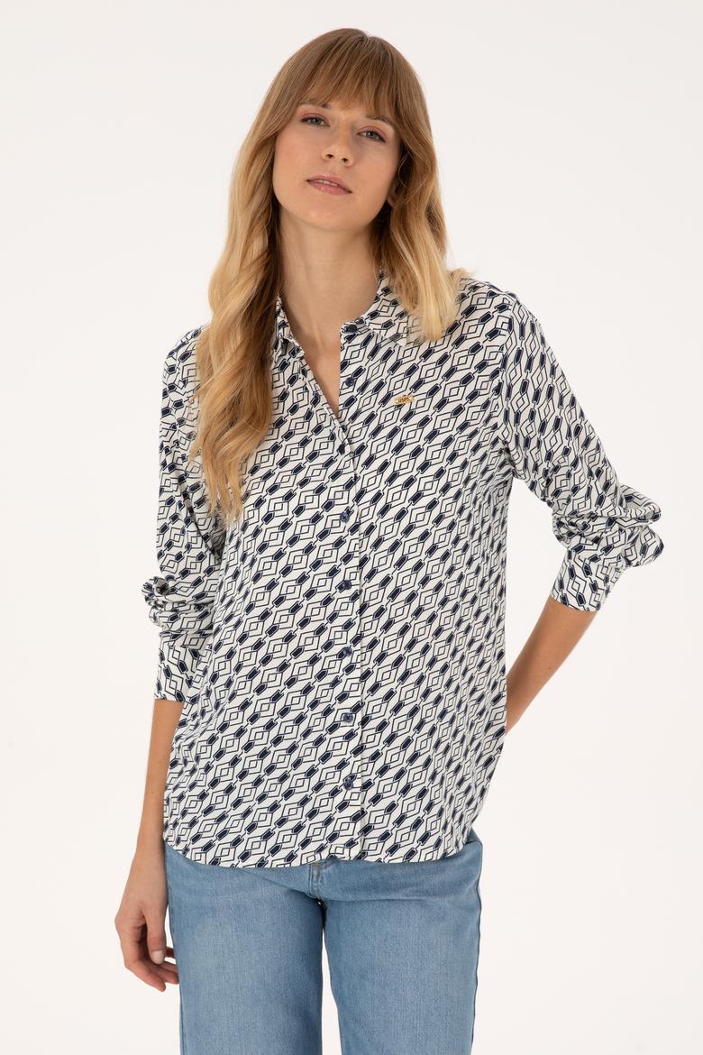 Kadın Lacivert Uzun Kollu Gömlek - 50316370026