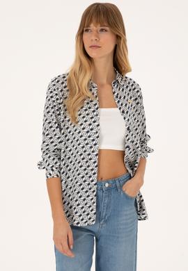 Kadın Lacivert Uzun Kollu Gömlek - 50316370026