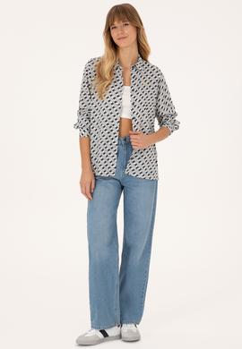 Kadın Lacivert Uzun Kollu Gömlek - 50316370026