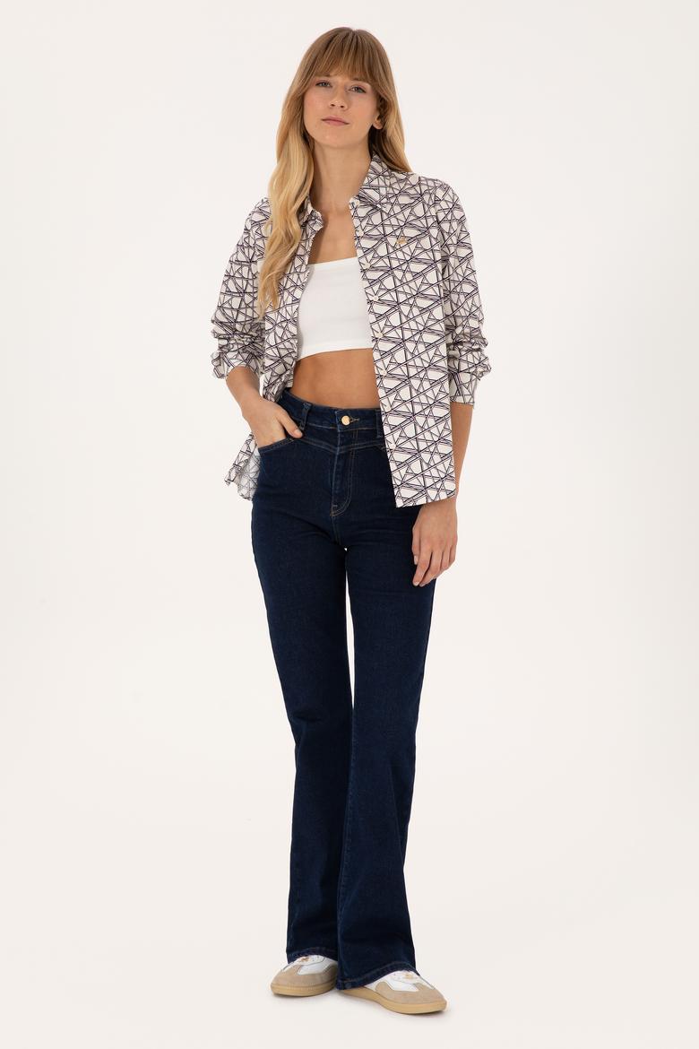 Kadın Krem Uzun Kollu Gömlek - 50316376014