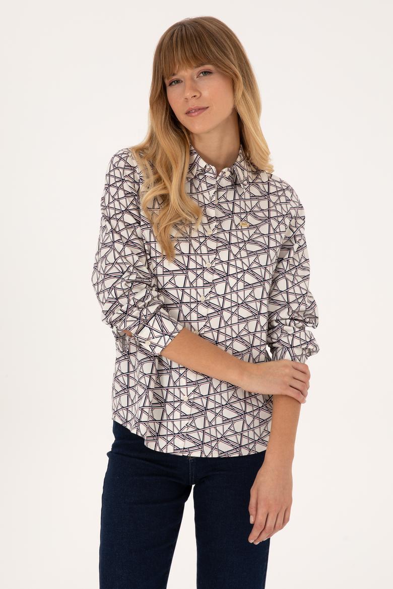 Kadın Krem Uzun Kollu Gömlek - 50316376014