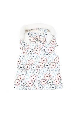 Kız Çocuk Krem Kalp Desenli Kapüşonlu Şişme Yelek - 50313176005