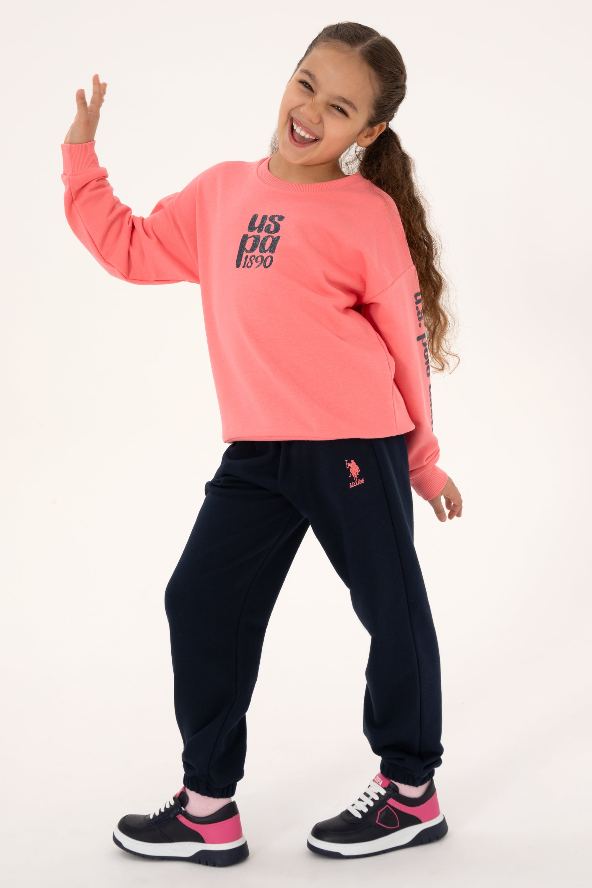 Kız Çocuk Neon Pembe Eşofman Takımı - Image 1