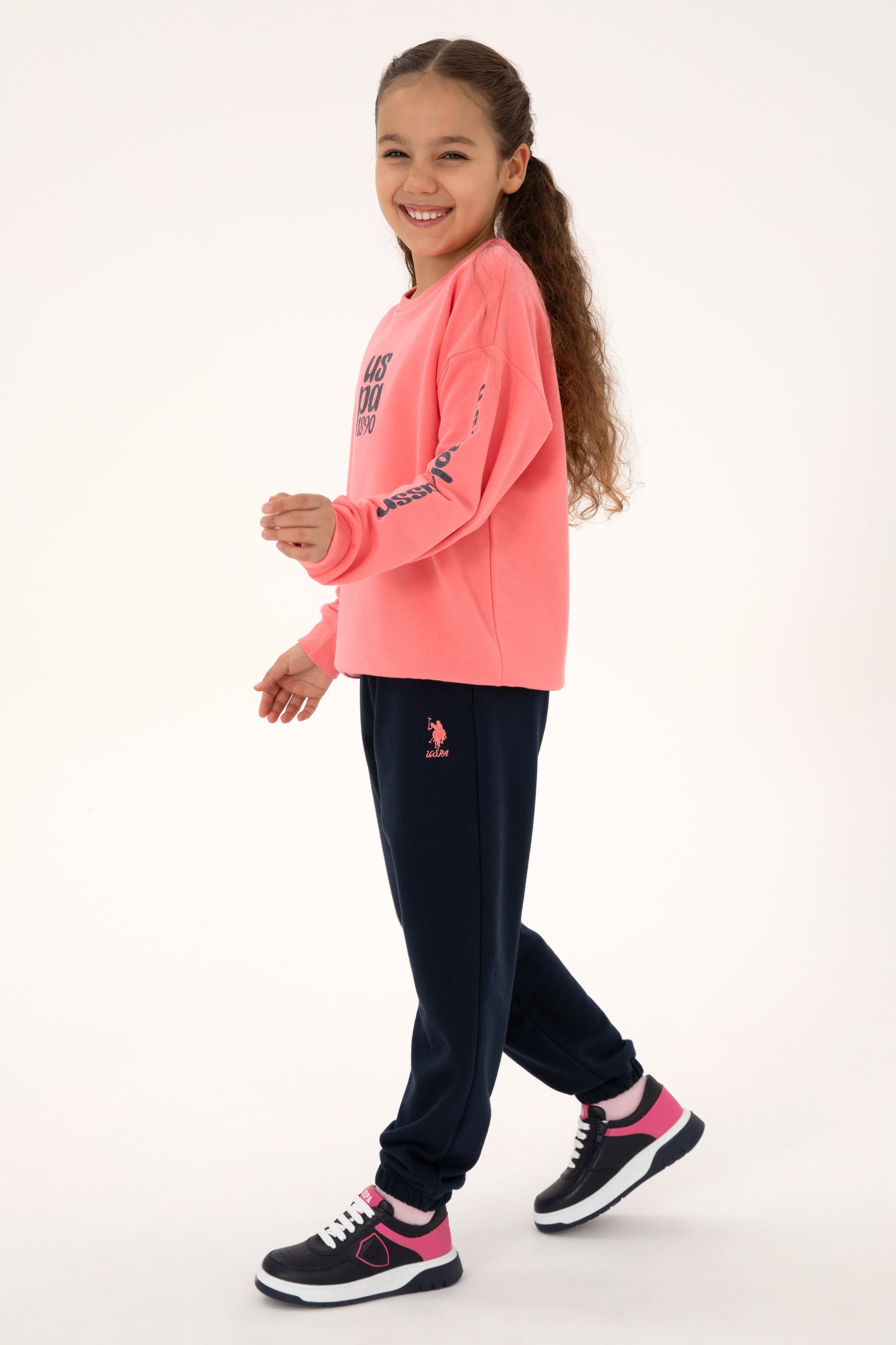 Kız Çocuk Neon Pembe Eşofman Takımı - Image 3