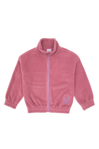 Kız Çocuk Pembe Fermuarlı Polar Sweatshirt
