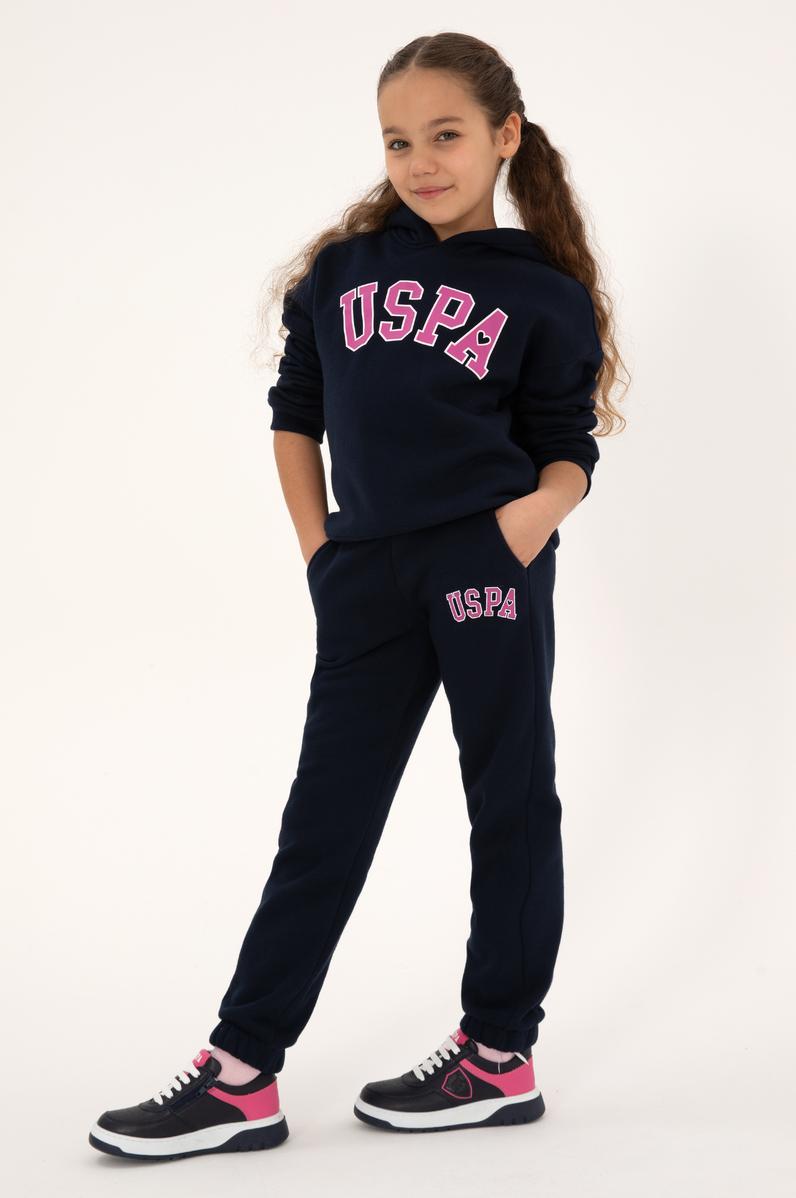 Kız Çocuk Lacivert Şardonlu Kapüşonlu Sweatshirt