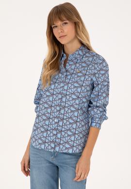 Kadın Açık Mavi Uzun Kollu Gömlek - 50316376018