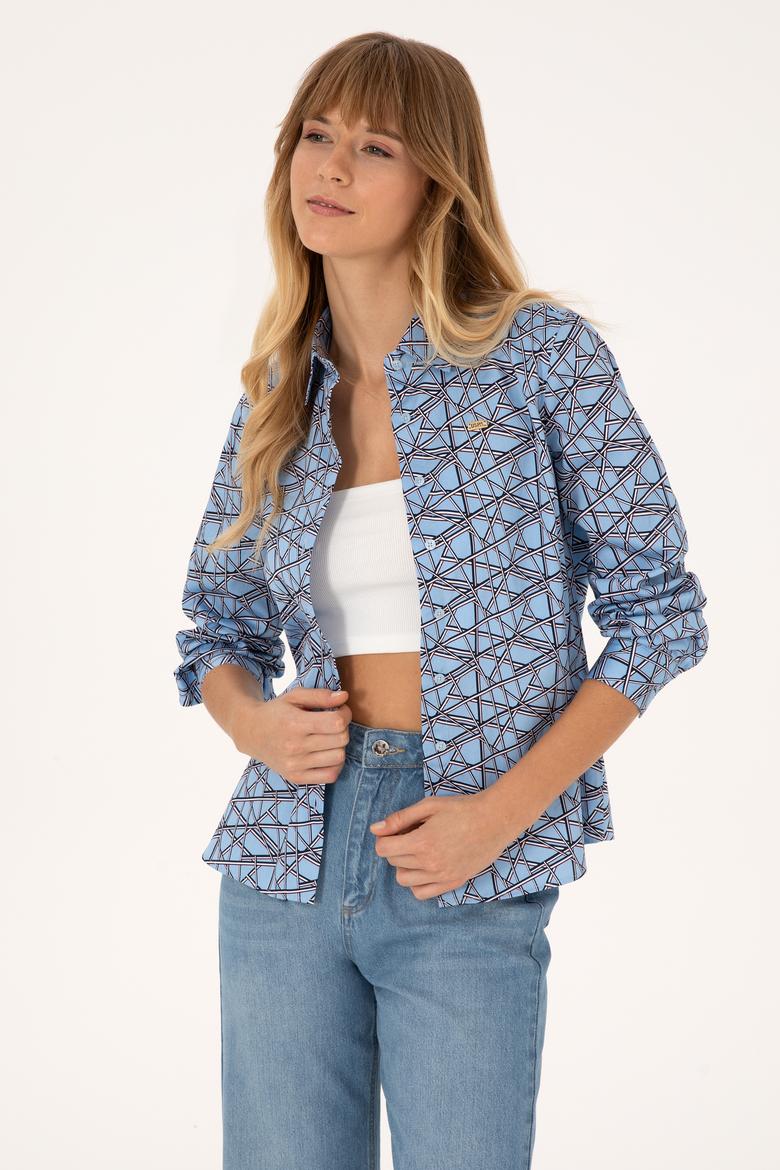 Kadın Açık Mavi Uzun Kollu Gömlek - 50316376018