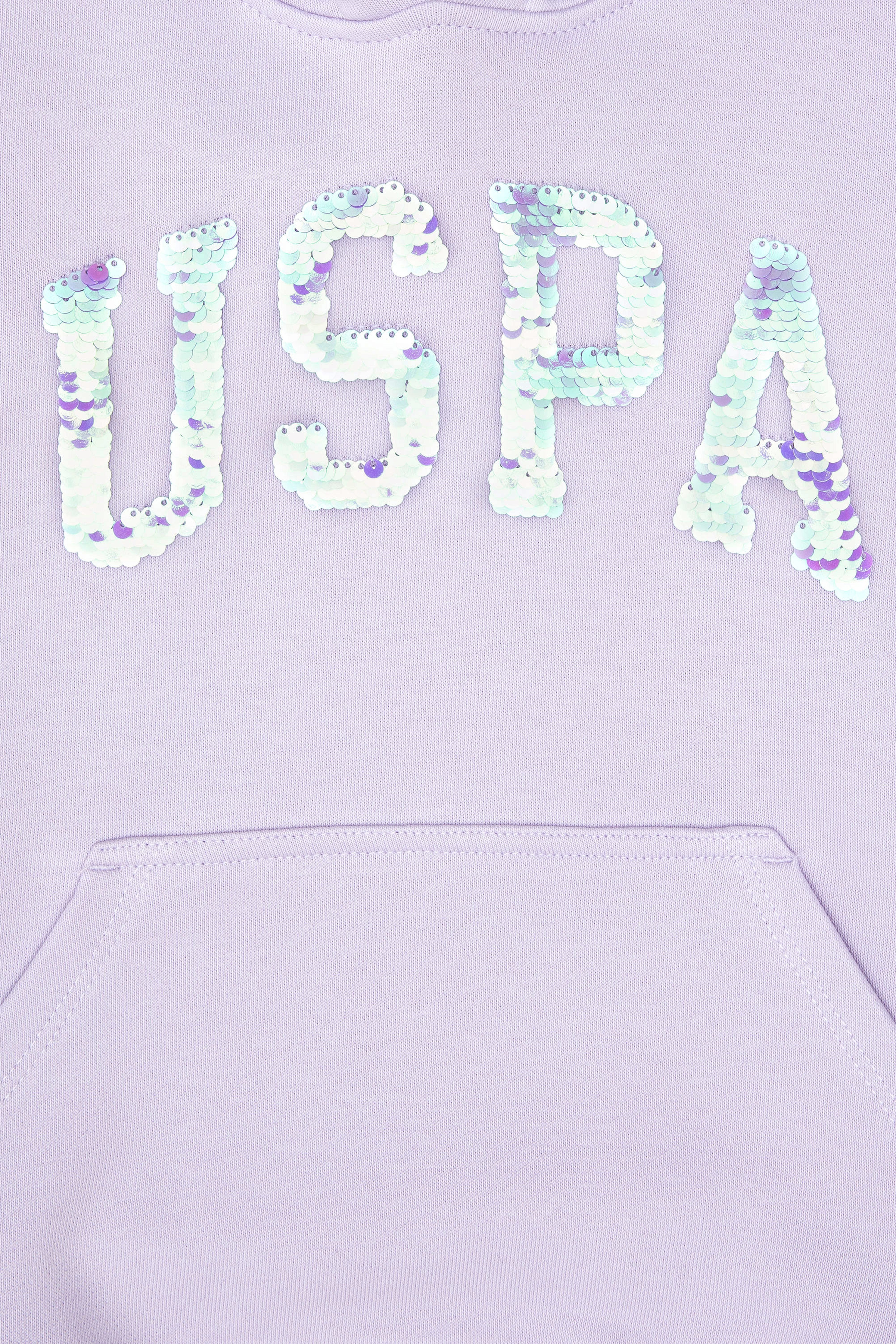 Kız Çocuk Lila Payet İşlemeli Kapüşonlu Basic Sweatshirt - Image 6