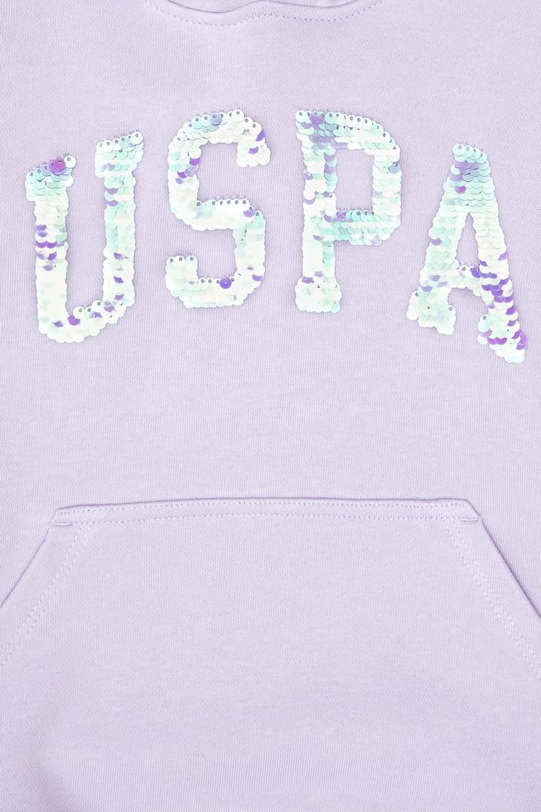 Kız Çocuk Lila Payet İşlemeli Kapüşonlu Basic Sweatshirt - 50314312042