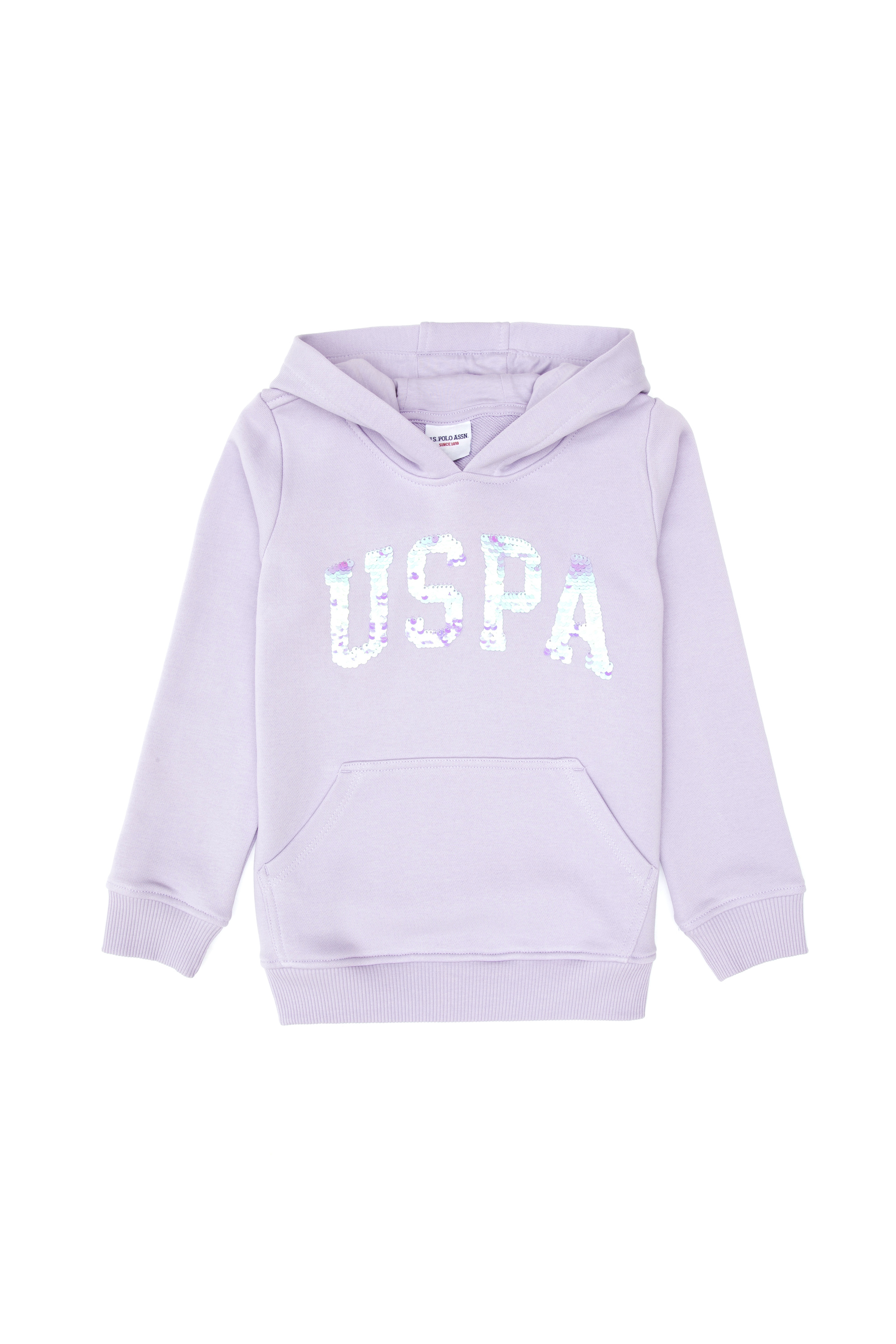 Kız Çocuk Lila Payet İşlemeli Kapüşonlu Basic Sweatshirt - Image 4