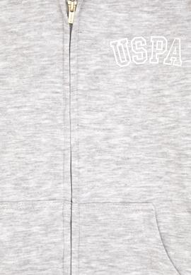 Kız Çocuk Açık Gri Melanj Kapüşonlu Fermuarlı Basic Sweatshirt - 50316837060