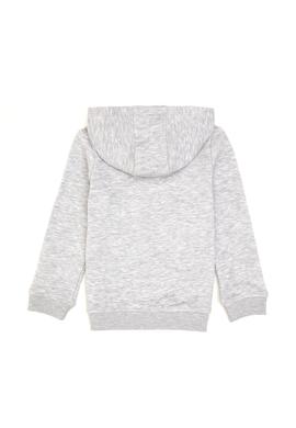 Kız Çocuk Açık Gri Melanj Kapüşonlu Fermuarlı Basic Sweatshirt - 50316837060