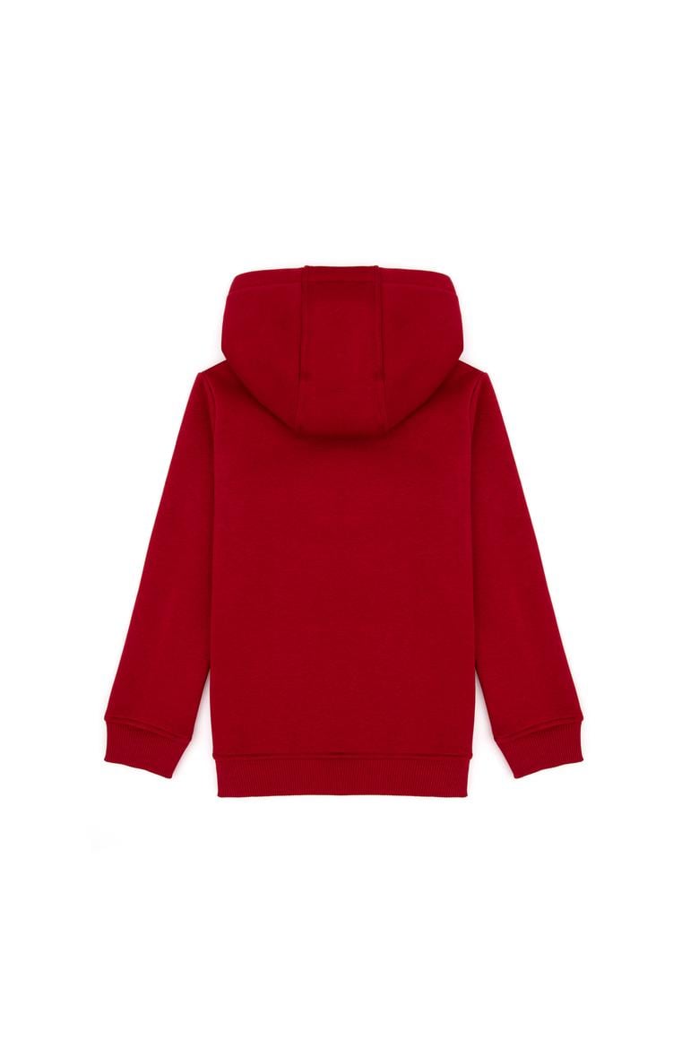Kız Çocuk Koyu Frambuaz Kapüşonlu Şardonlu Basic Sweatshirt - 50314311067