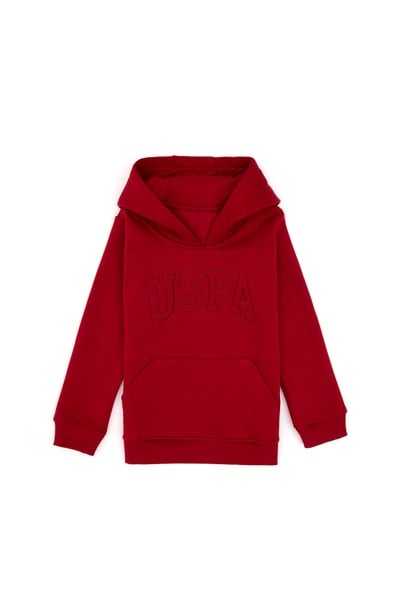 Kız Çocuk Koyu Frambuaz Kapüşonlu Şardonlu Basic Sweatshirt