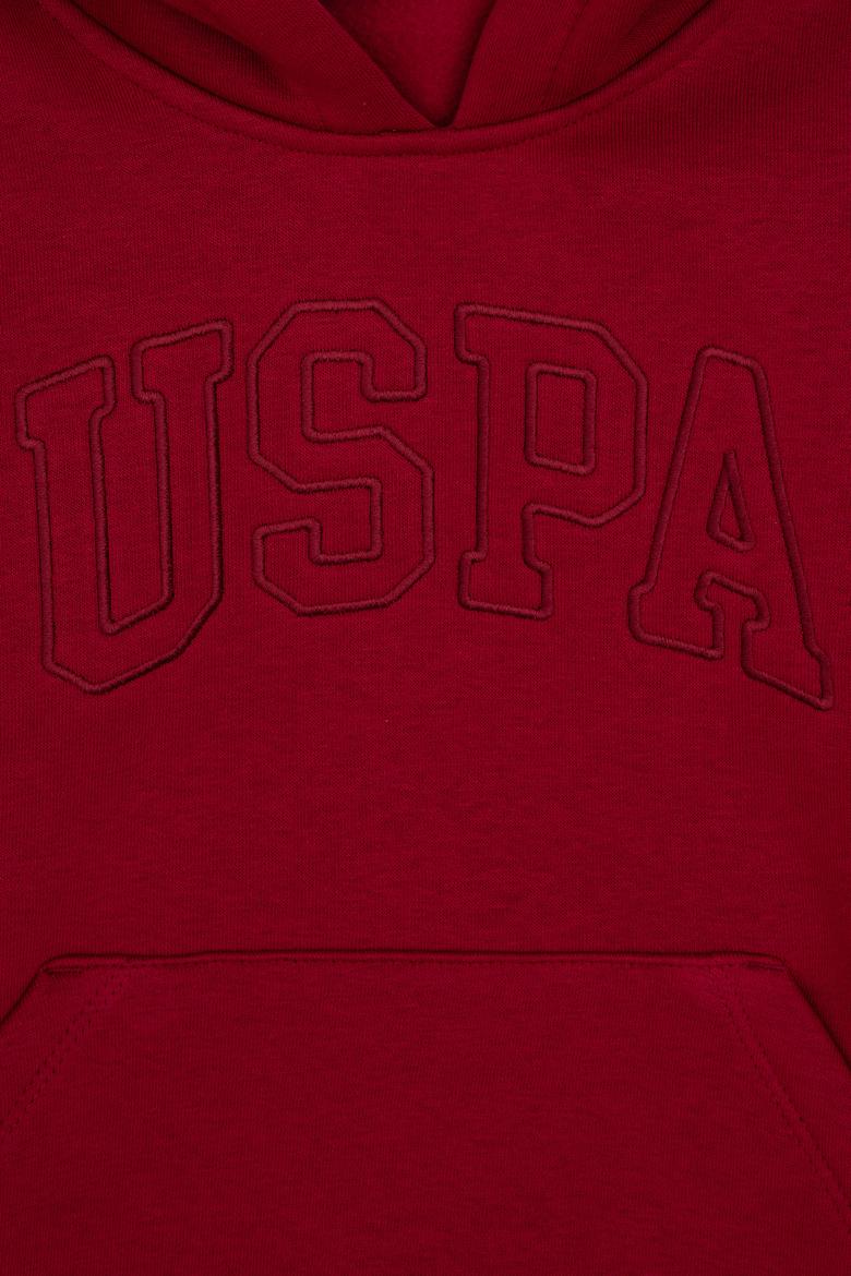 Kız Çocuk Koyu Frambuaz Kapüşonlu Şardonlu Basic Sweatshirt - 50314311067