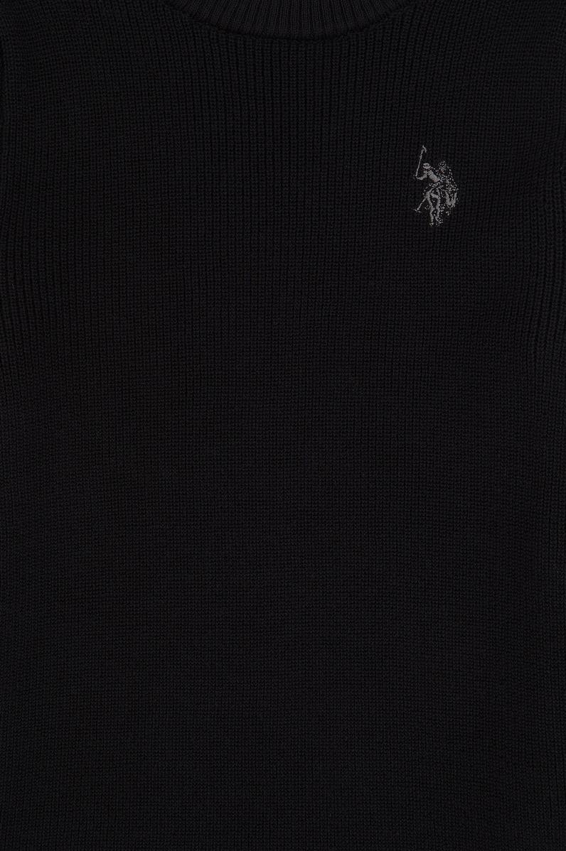 Kız Çocuk Siyah Bisiklet Yaka Basic Kazak