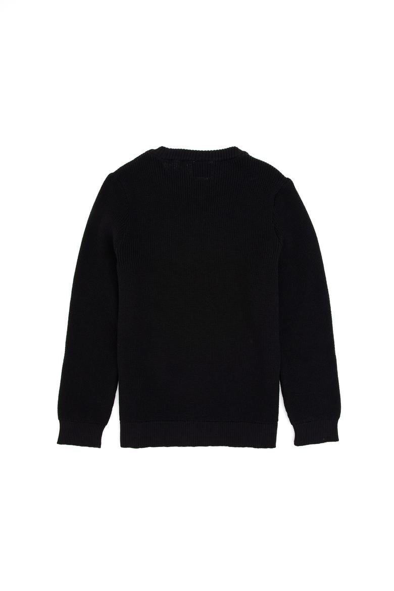 Kız Çocuk Siyah Bisiklet Yaka Basic Kazak - 50316842018