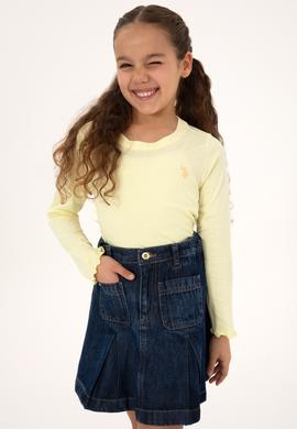 Kız Çocuk Sarı Bisiklet Yaka Basic Sweatshirt - 50317908014