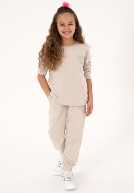 Kız Çocuk Taş Simli Baskı Detaylı Jogger Eşofman Altı - 50316849005