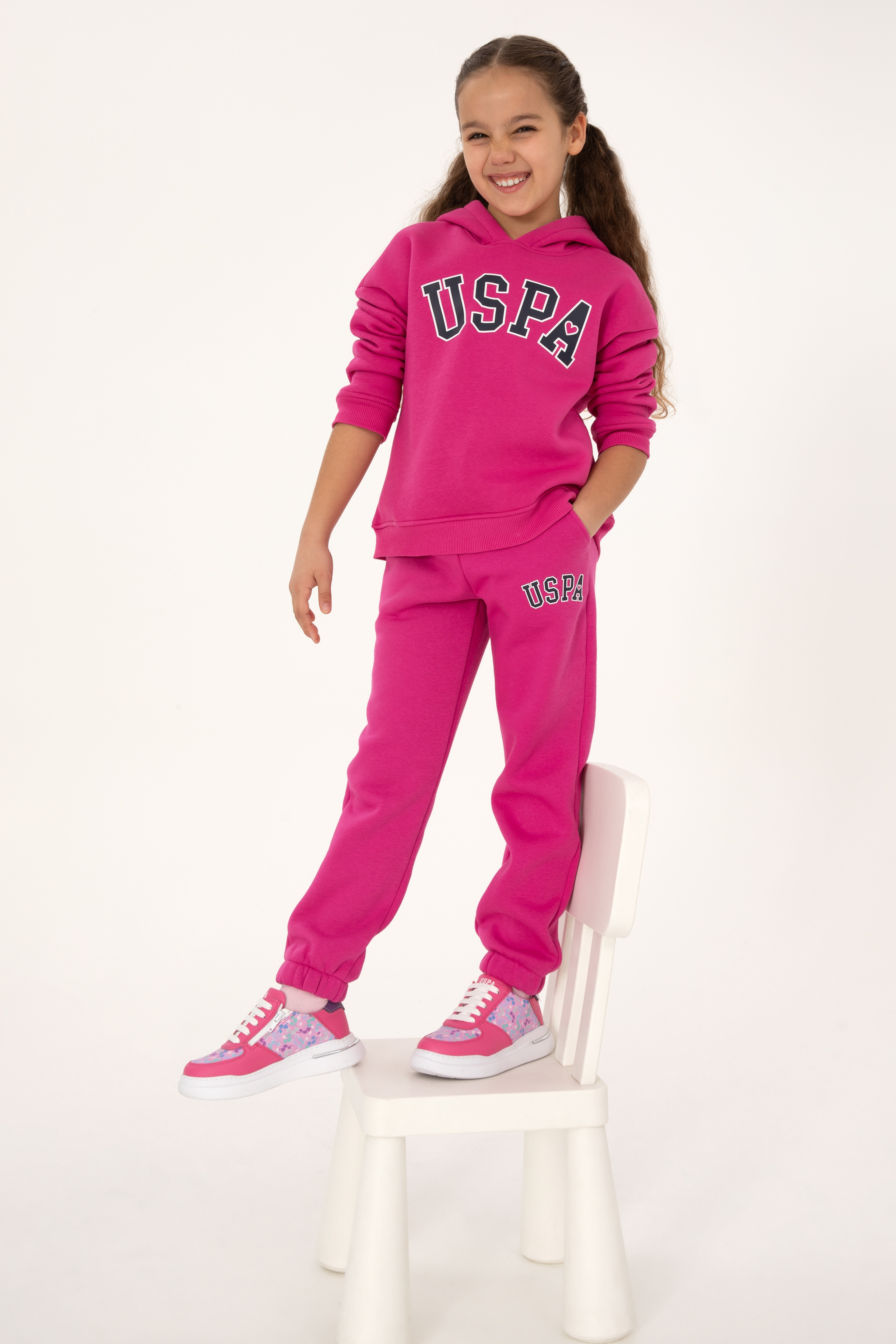 Kız Çocuk Pembe Şardonlu Jogger Eşofman Altı - Image 1