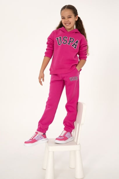 Kız Çocuk Pembe Şardonlu Jogger Eşofman Altı