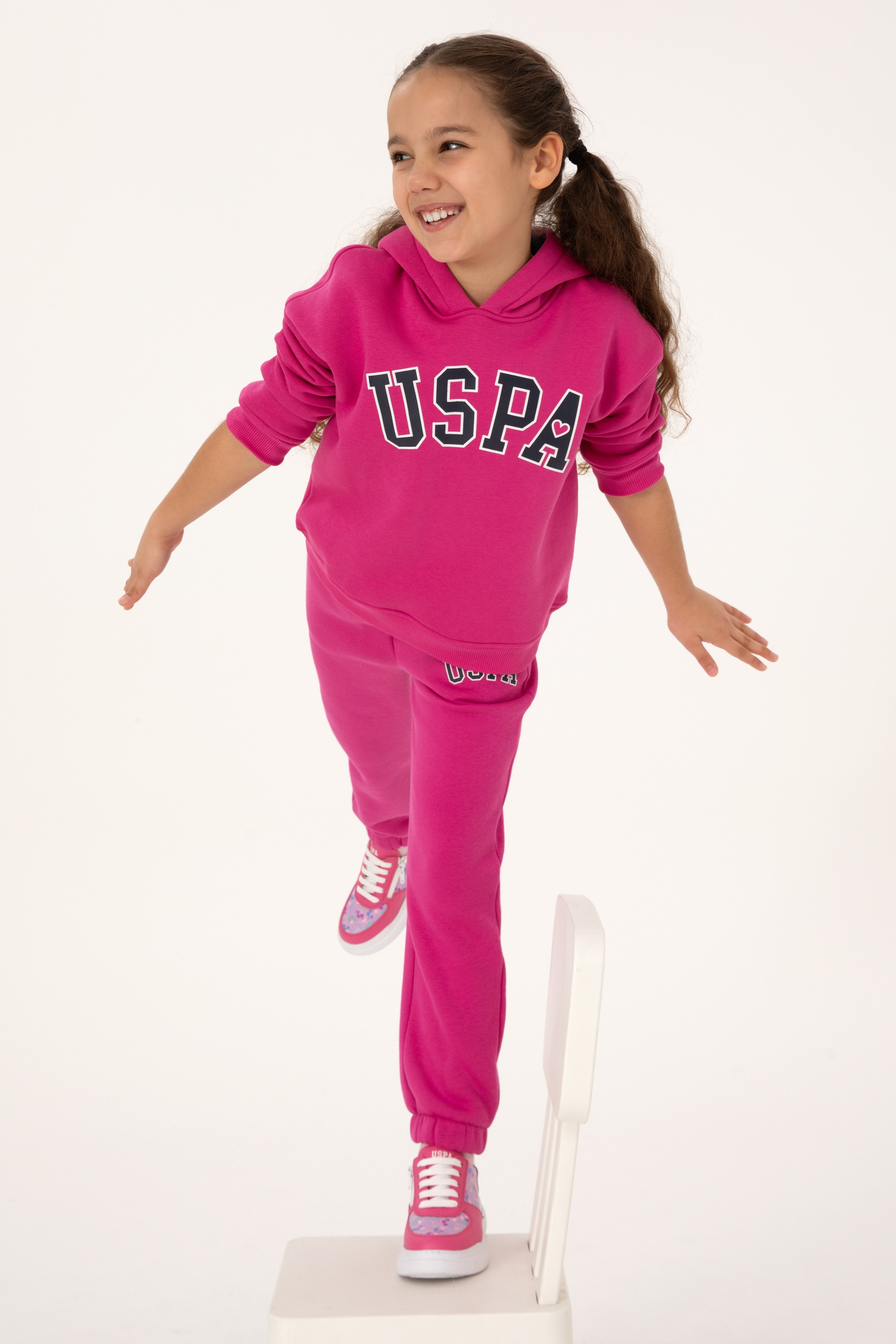 Kız Çocuk Pembe Şardonlu Jogger Eşofman Altı - Image 2