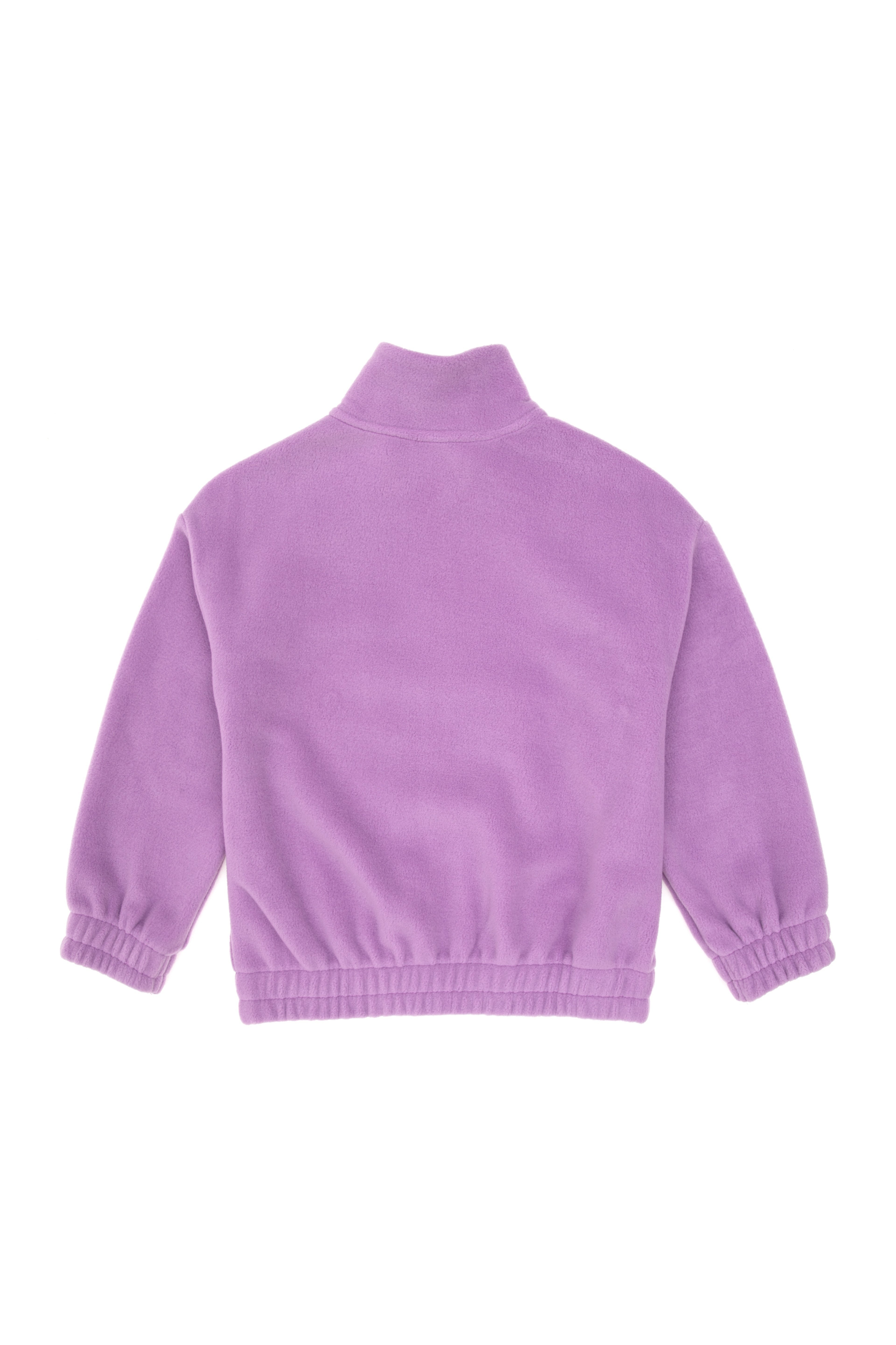 Kız Çocuk Lila Fermuarlı Polar Sweatshirt - Image 4