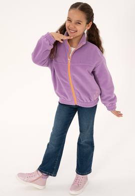 Kız Çocuk Lila Fermuarlı Polar Sweatshirt - 50318001003