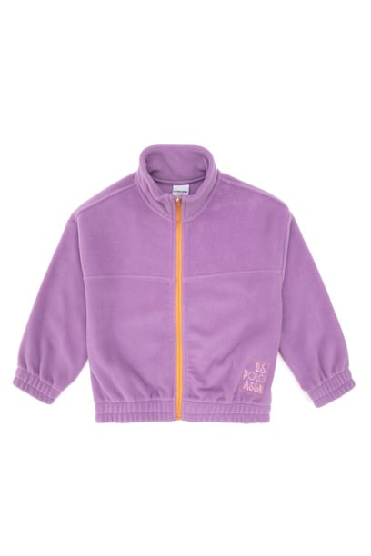 Kız Çocuk Lila Fermuarlı Polar Sweatshirt