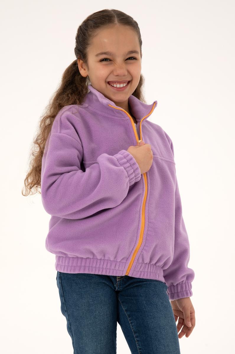 Kız Çocuk Lila Fermuarlı Polar Sweatshirt