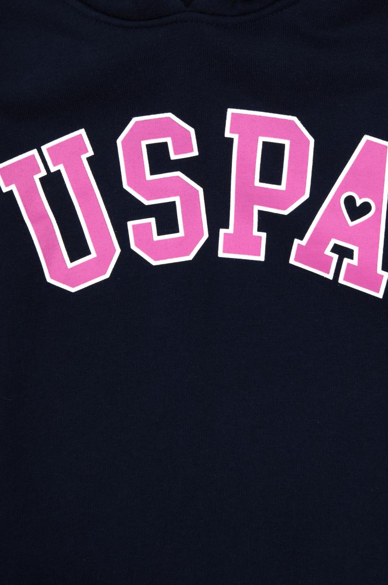 Kız Çocuk Lacivert Şardonlu Kapüşonlu Sweatshirt