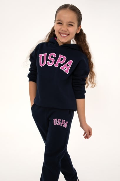 Kız Çocuk Lacivert Şardonlu Kapüşonlu Sweatshirt