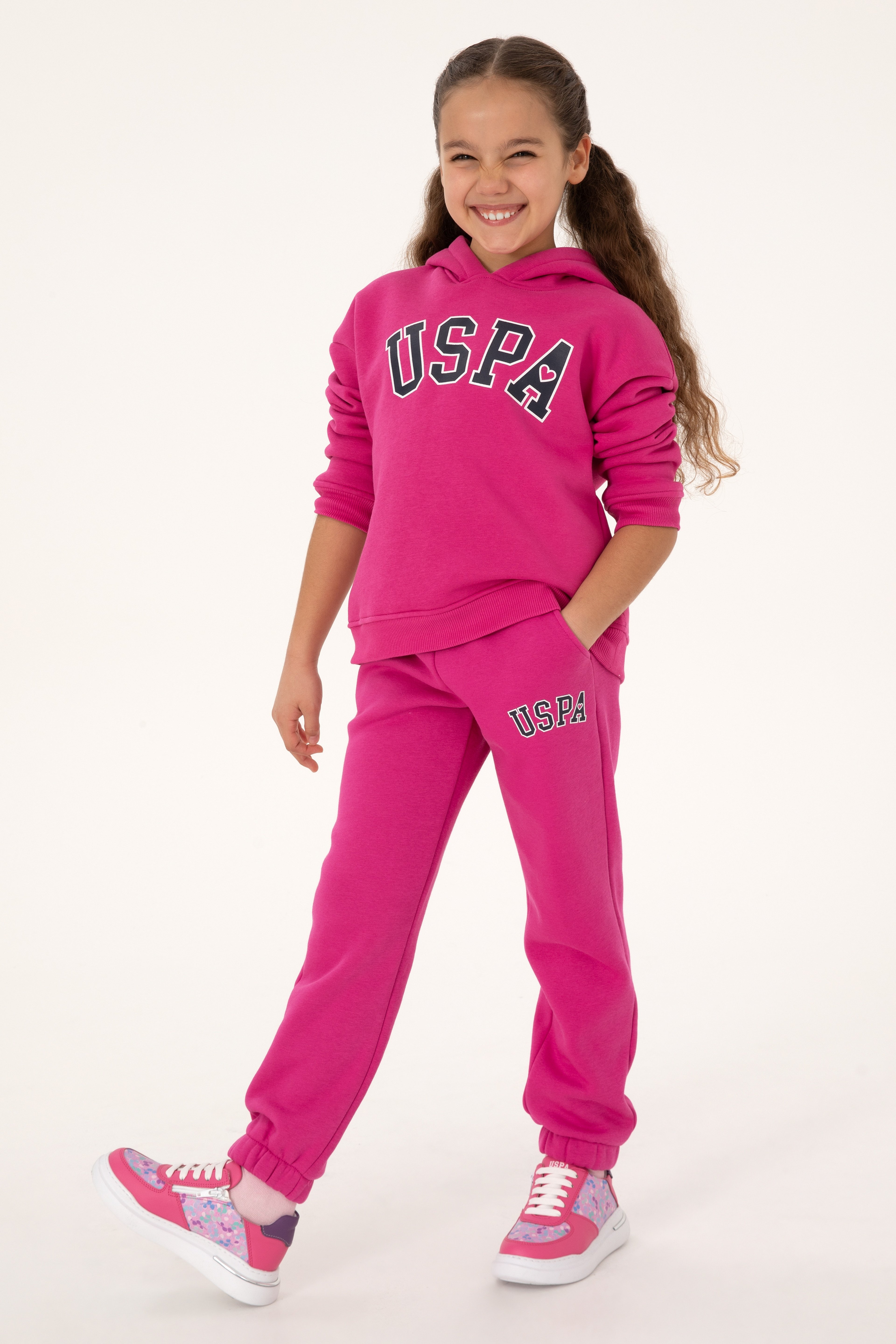 Kız Çocuk Şardonlu Kapüşonlu Pembe Sweatshirt - Image 2