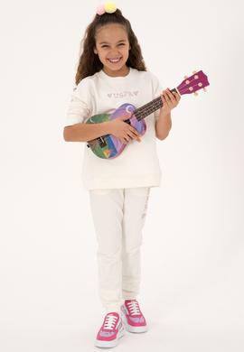 Kız Çocuk Krem Bisiklet Yaka Sweatshirt - 50317960024