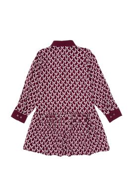 Kız Çocuk Bordo Dokuma Elbise - 50317641020