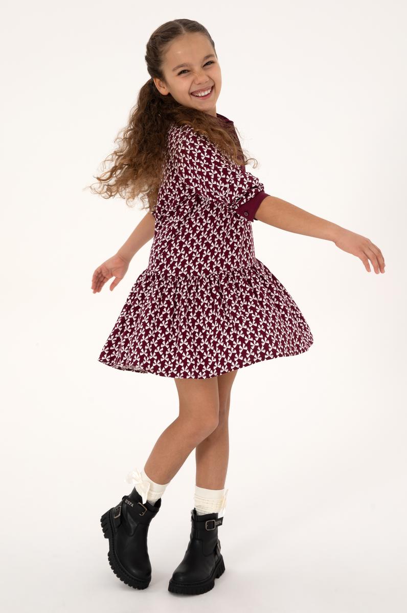 Kız Çocuk Bordo Dokuma Elbise