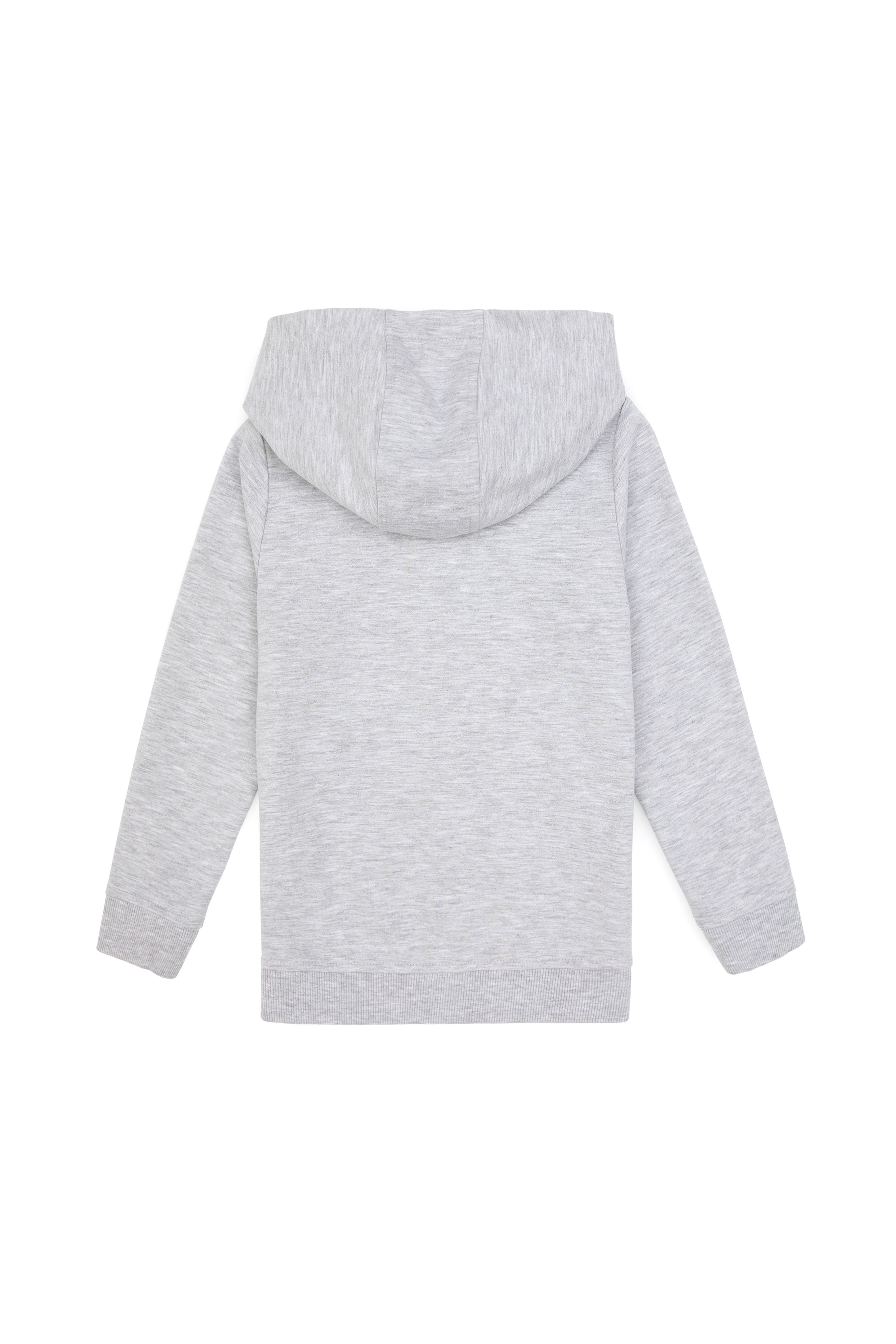 Kız Çocuk Açık Gri Melanj Kapüşonlu Fermuarlı Sweatshirt