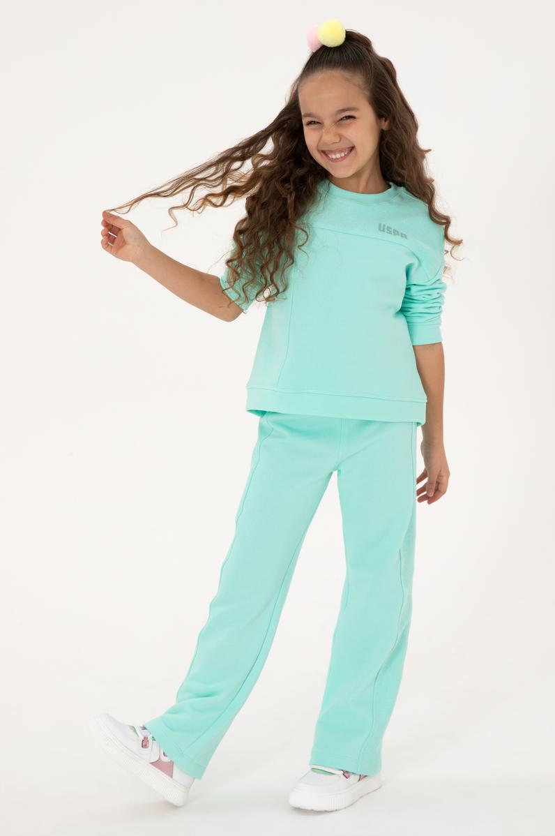 Kız Çocuk Mint Şeritli Eşofman Altı