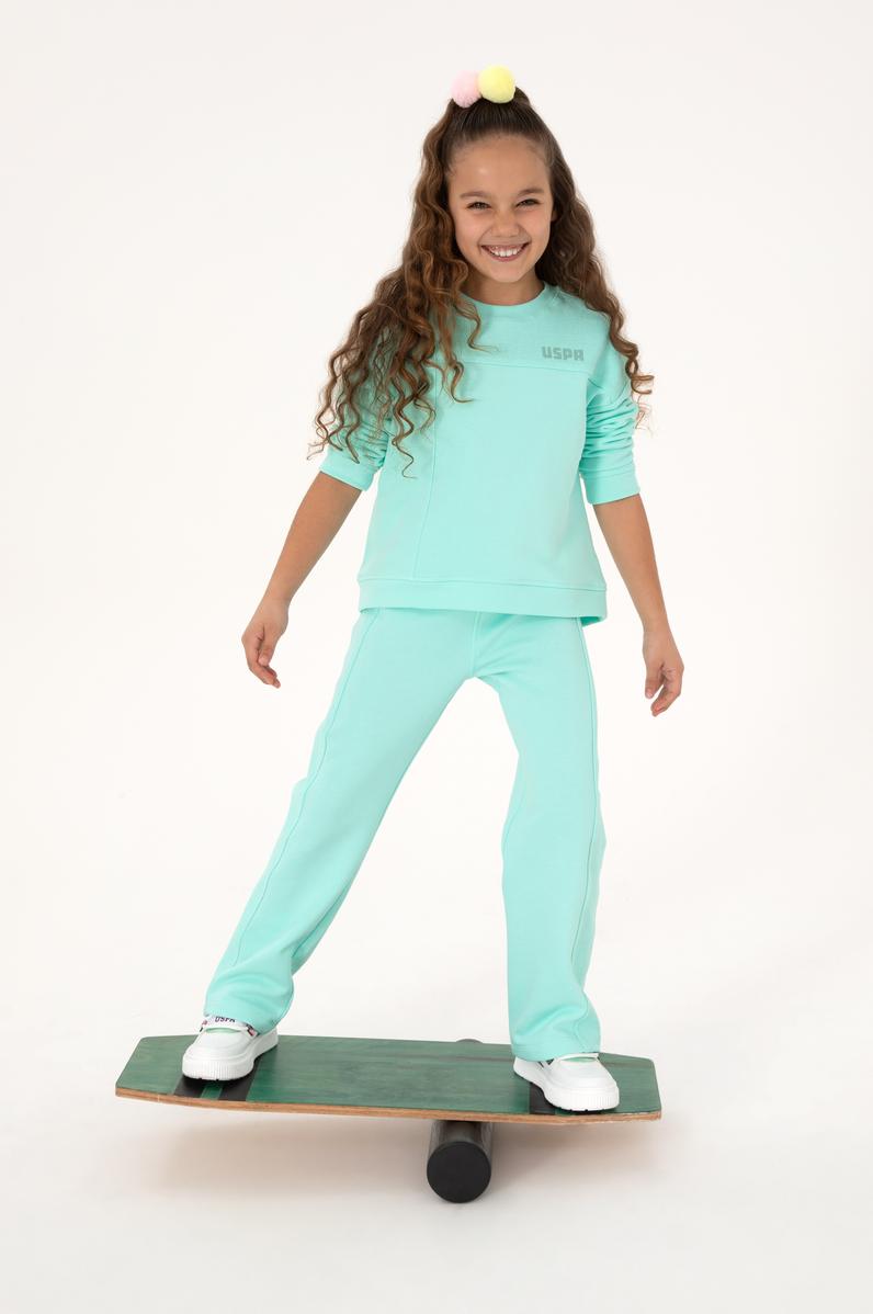 Kız Çocuk Mint Şeritli Eşofman Altı