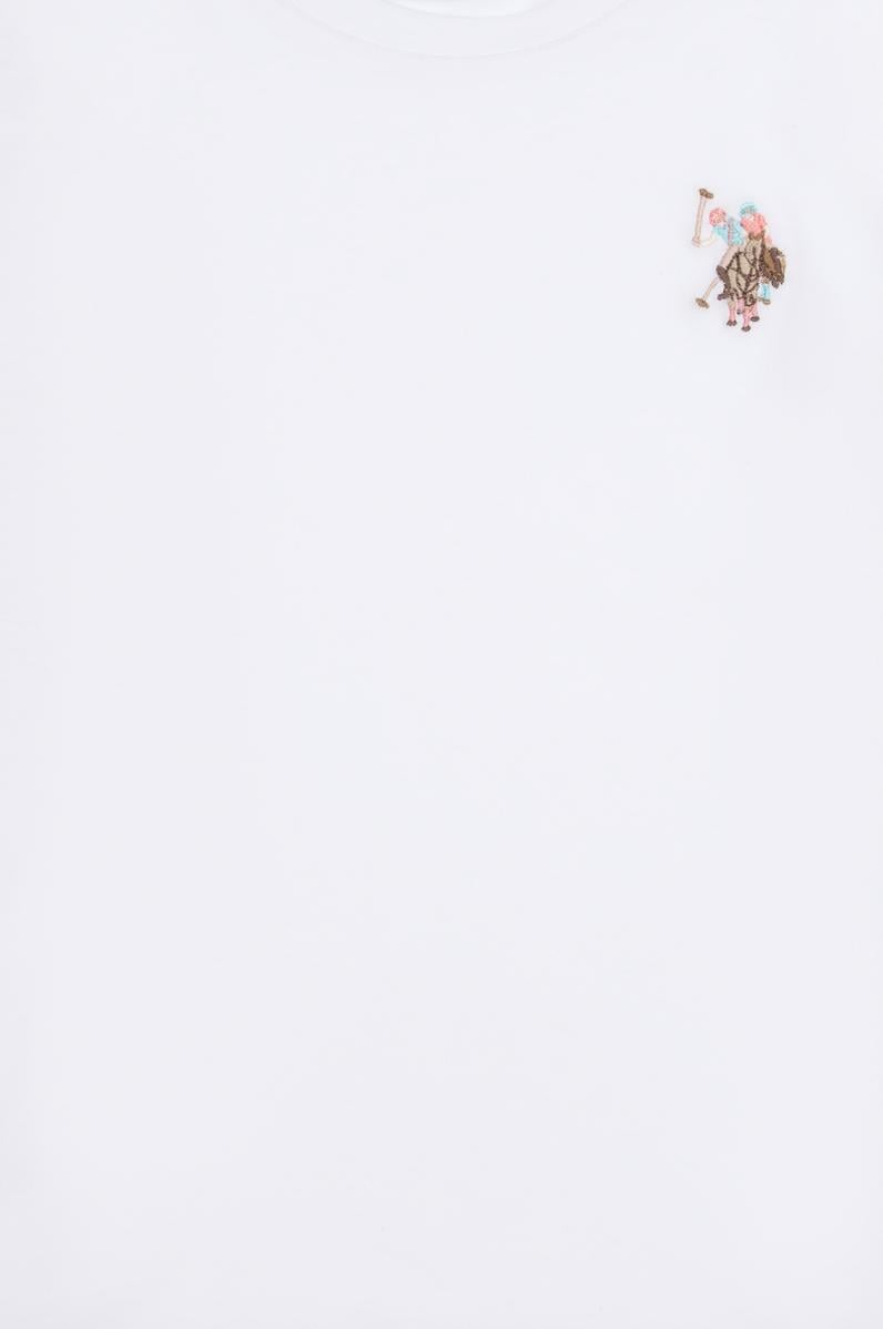 Kız Çocuk Beyaz Bisiklet Yaka Basic Sweatshirt