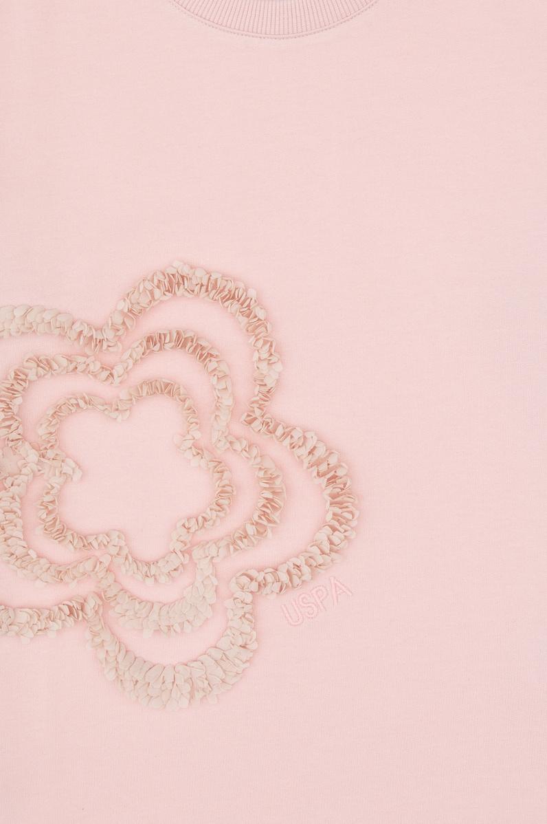 Kız Çocuk Pudra Bisiklet Yaka Sweatshirt