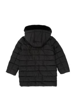 Kız Çocuk Siyah Kapüşonlu Kaban - 50313175016