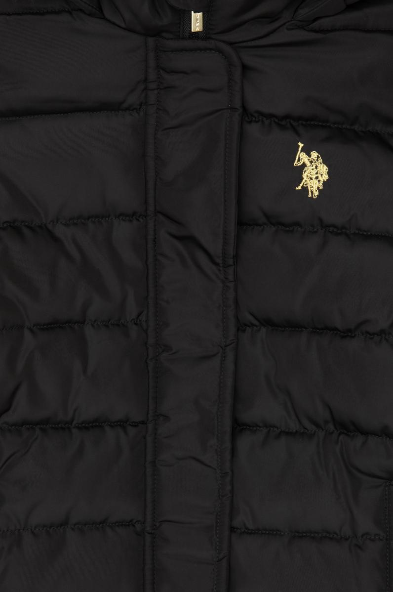 Kız Çocuk Siyah Kapüşonlu Kaban