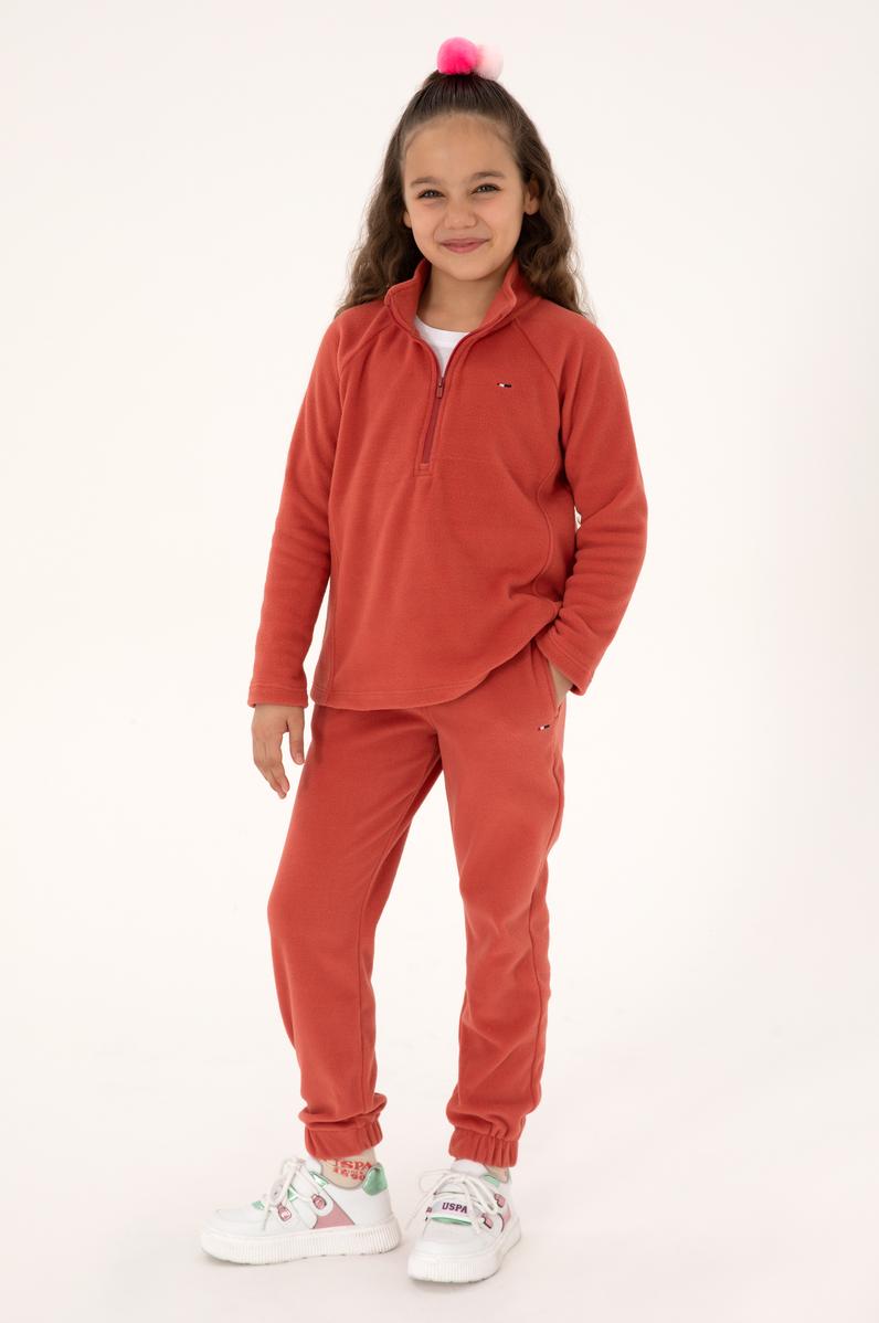 Kız Çocuk Gül Kurusu Jogger Polarlı Eşofman Altı