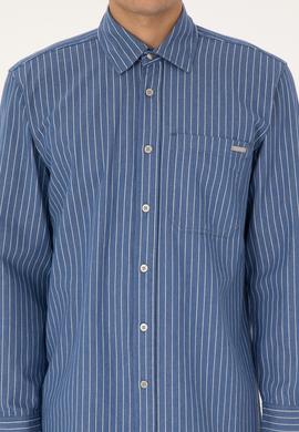Erkek Açık Mavi Jean Çizgili Gömlek - 50309882015