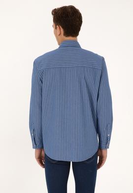 Erkek Açık Mavi Jean Çizgili Gömlek - 50309882015