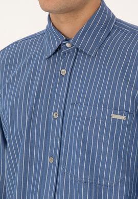 Erkek Açık Mavi Jean Çizgili Gömlek - 50309882015