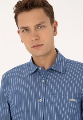 Erkek Açık Mavi Jean Çizgili Gömlek - 50309882015