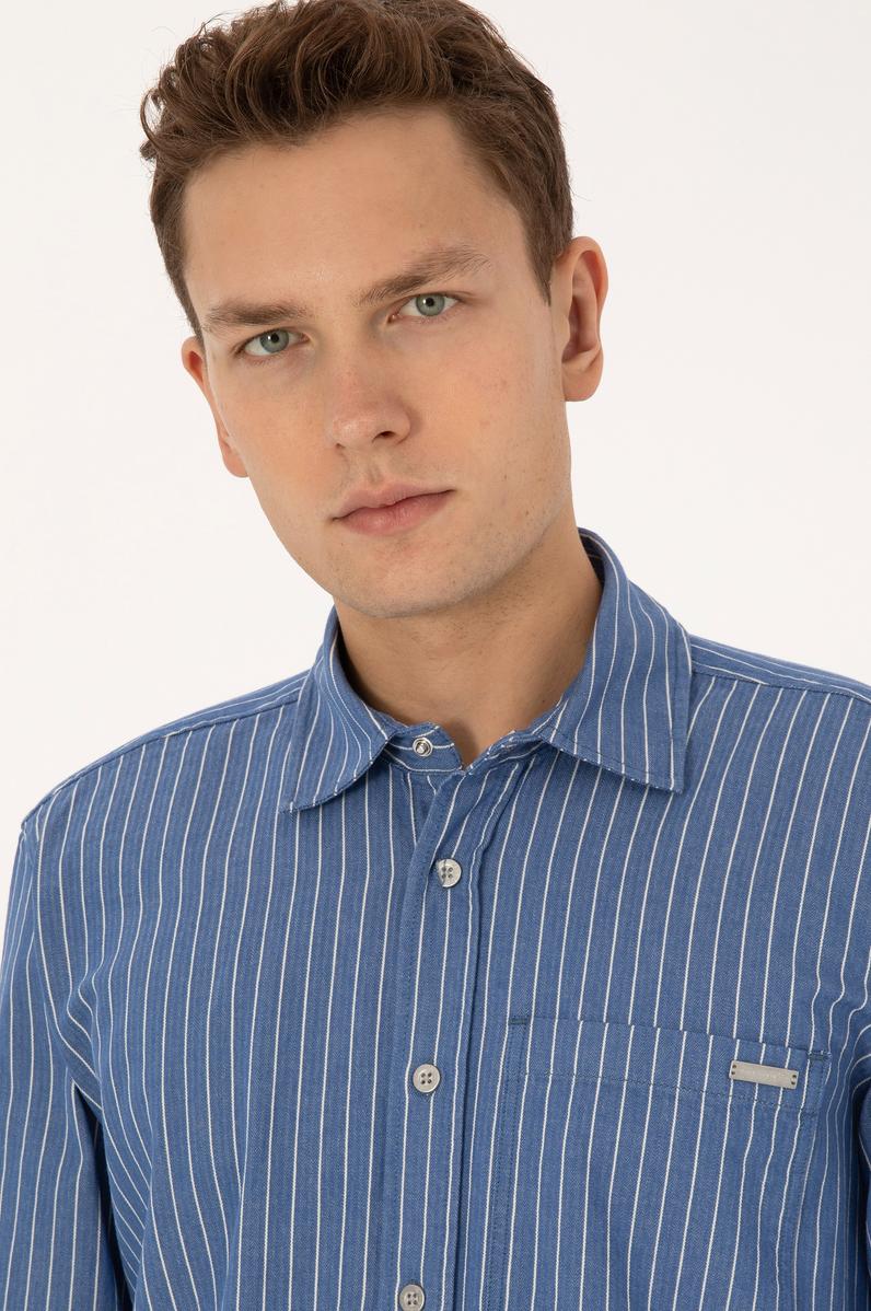 Erkek Açık Mavi Jean Gömlek